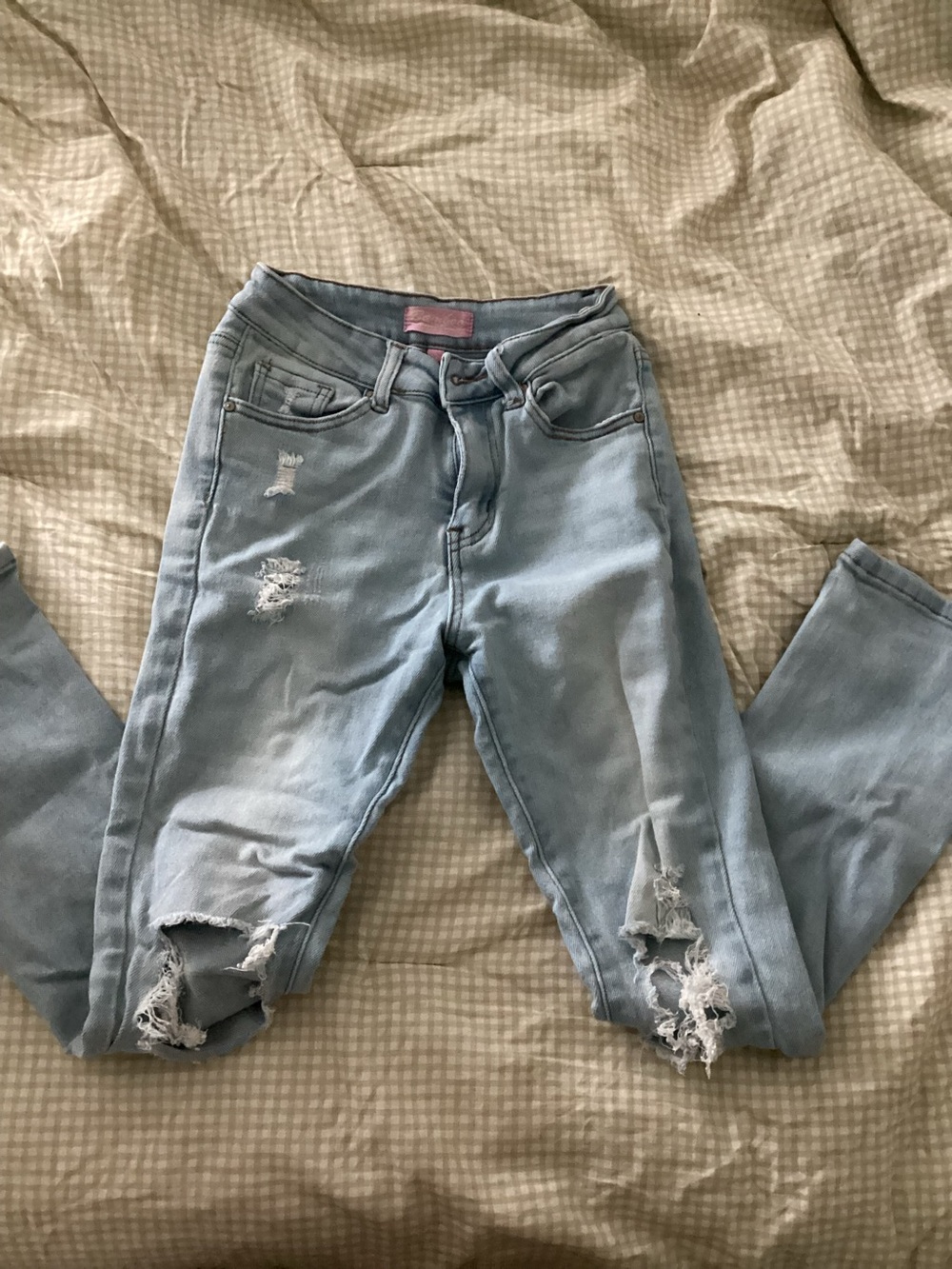 BAMBOO Light Blue Distressed Skinny Jeans